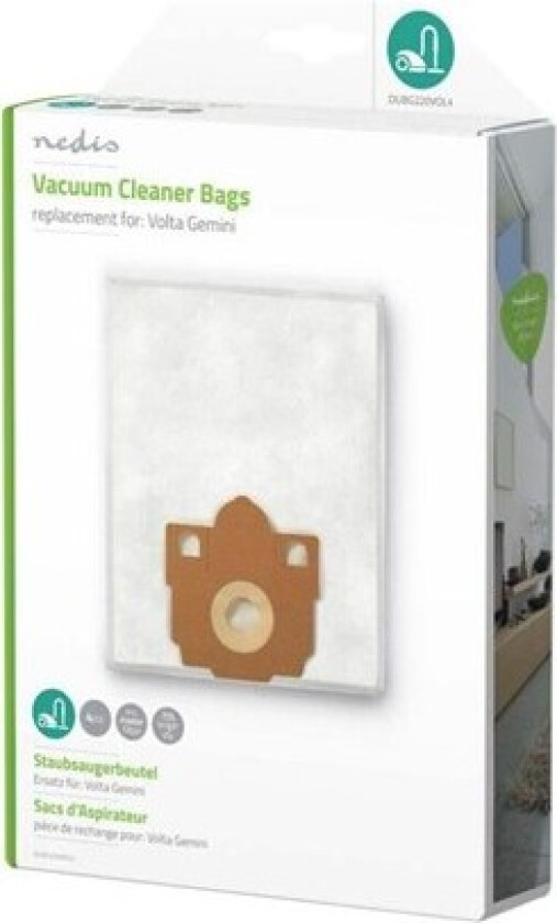 Støvsugepose- | 4 stk. | Syntetisk | Mest solgt for: Volta Gemini | Hvit