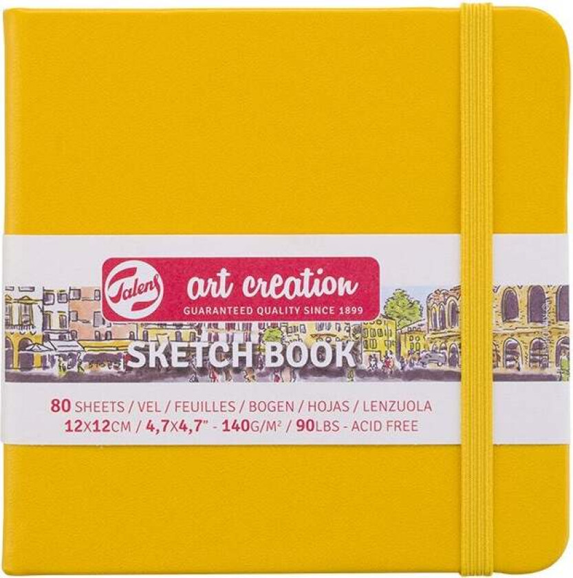 Skissebok m/strikk Gul 12x12cm 140g