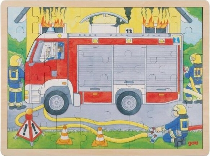 Wooden Layer Puzzle Fire Department at Work 60 pcs. Tre