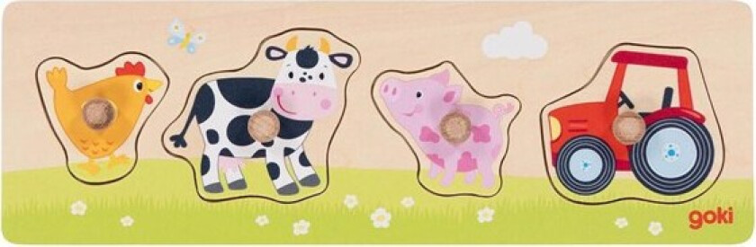 Wooden Stud Puzzle On the Farm 4 pcs. Tre