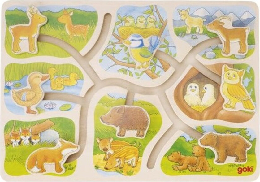 Wooden Sliding Puzzle Who Belongs to Who 8 pcs. Tre