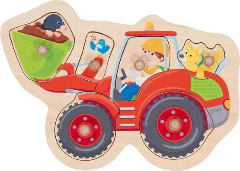 Wooden Stud Puzzle Wheel Loader 6 pcs. Tre