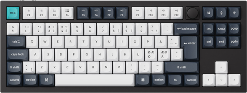 Q3 MAX 80% Knob Wireless Tri-Mode QMK/VIA - Gateron Jupiter Brown - ND - Gamingtastatur - Uten numpad - Nordisk - Svart
