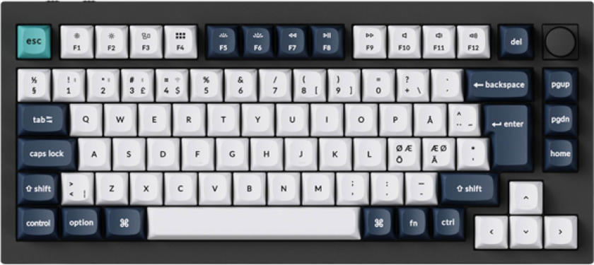 Q1 MAX 75% Knob Wireless Tri-Mode QMK/VIA - Gateron Jupiter Red - ND - Gamingtastatur - Uten numpad - Nordisk - Svart