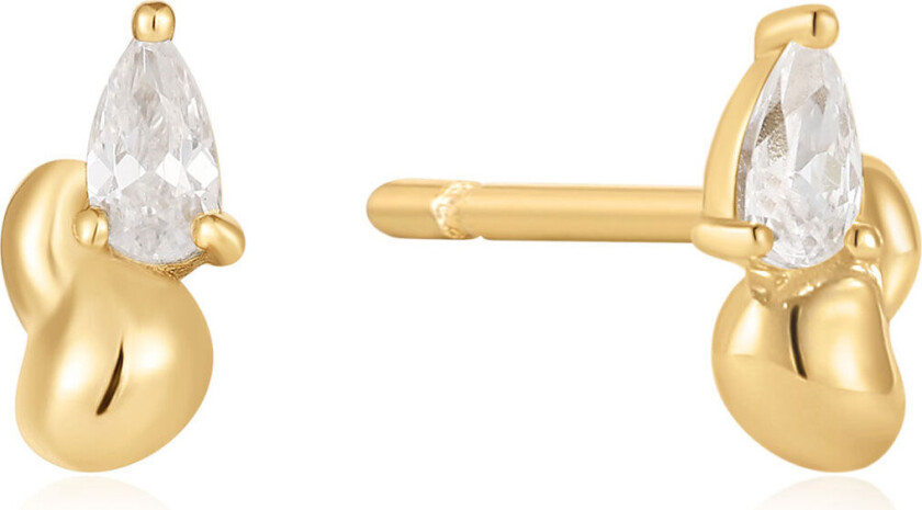 , Studs i forgylt 925 sølv med bølgedesign