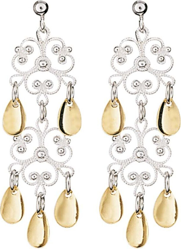 Øredobber i 830 hvitt og forgylt sølv