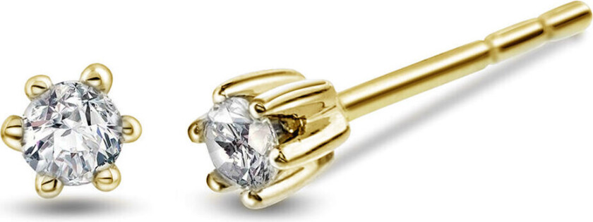 , Ingrid enstens øredobber i 585 gult gull med diamanter 0,10 ct WSI