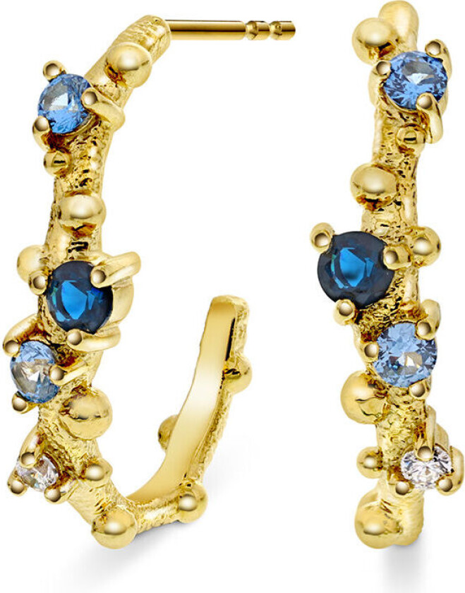 , Øreringer i forgylt 925 sølv med zirkonia