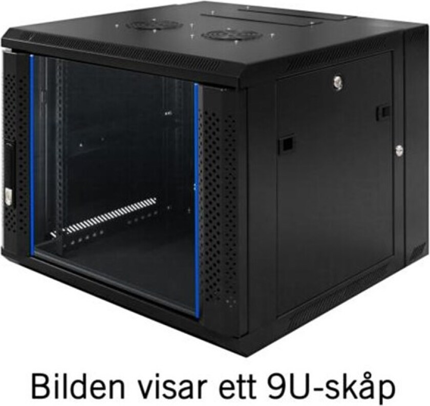 19" Wall Cabinet 6U 600 × 600 Glass Door Black