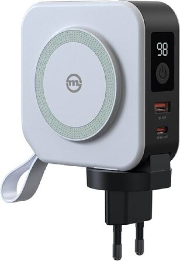 Powerbank 10 000mAh and Travel Charger Lightning and USB-C cable white Nødlader - Hvit - 10000 mAh