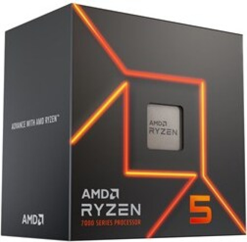 Ryzen 5 7500F Prosessor/CPU - 6 kjerner - 3.7 GHz - AM5 - Boks (med kjøler)