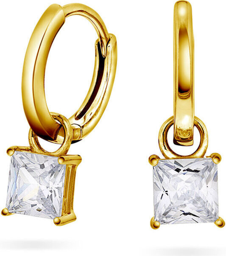 , Øreringer i forgylt sølv med zirkonia