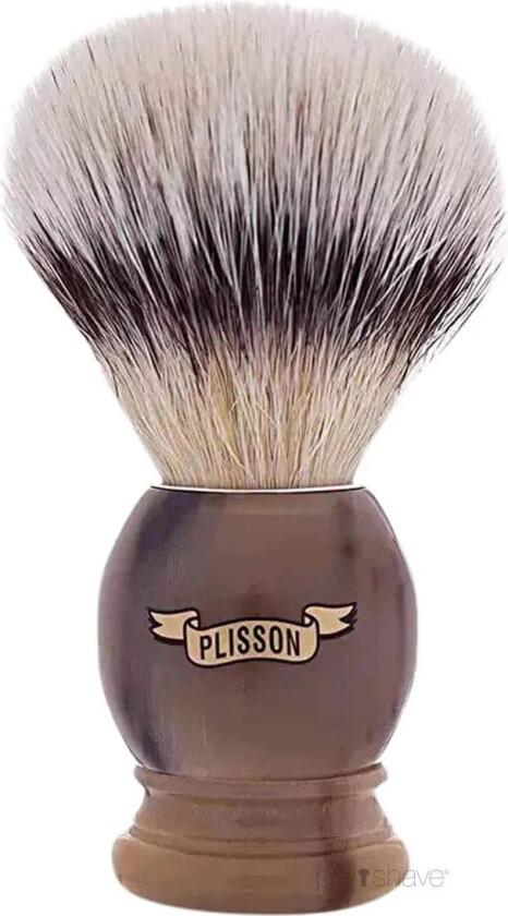 Plisson Shaving Brush, High Mountain White Fibre & Genuine Horn- Size 12