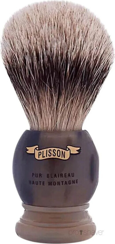 Plisson Shaving Brush, High Mountain White Badger & Genuine Horn-Size 12