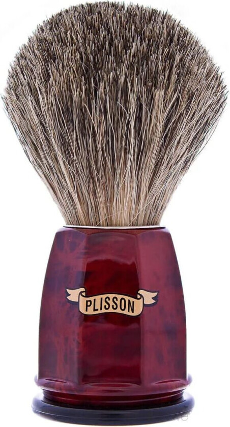 Plisson Shaving Brush, Russian Grey Badger & Imit. Walnut- Size 12