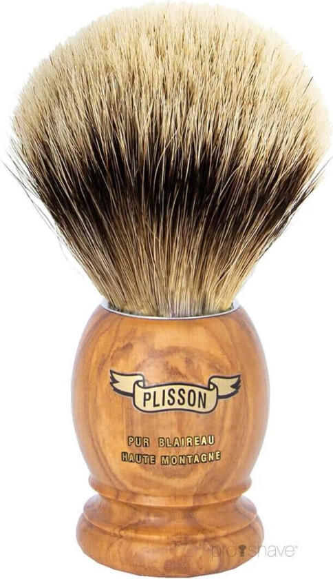 Bilde av Plisson Shaving Brush, High Mountain White Badger & Olive Wood-Size 12