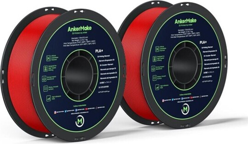 Make - 2-pack - red - glossy - PLA+ filament - PLA+ filament Red