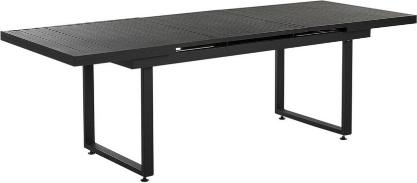 Bilde av Hagebord Svart Aluminium 180/240 x 90 cm Uttrekkbart 8 personer Spisebord Utendørs Hage Hagemøbler