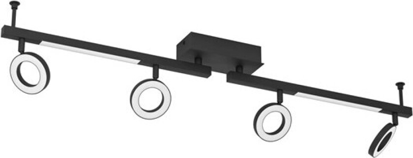 Cardillio 2, Overflateegnet, 4 ampuller, LED, 3000 K, 1600 lm, Sort