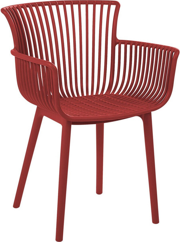 Sett med 4 Spisestuestoler Rød Plast Innendørs Utendørs Hage Minimalistisk Stil