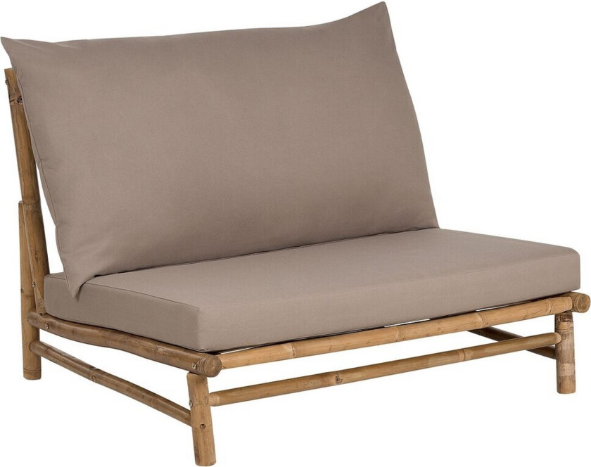 Lenestol Lyst tre Taupe Bambus Rygg- og seteputer Moderne og rustikt design Lav høyde Innendørs Utendørs