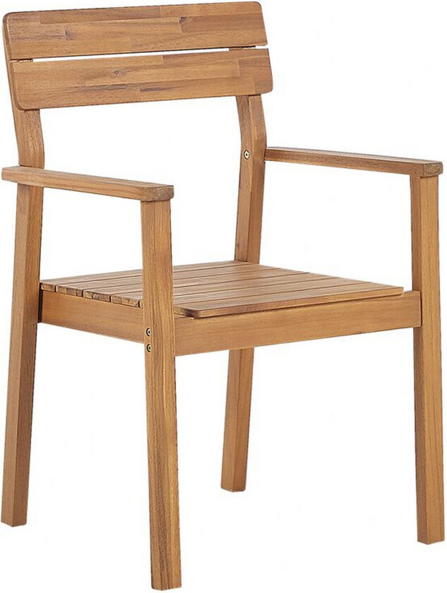 Sett med 6 hagestoler lyst akasietre utendørs med armlener rustikk stil