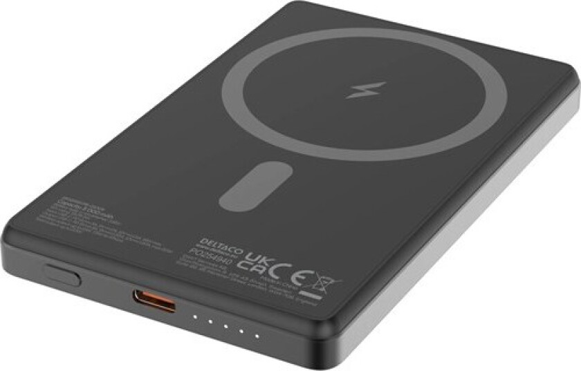 Power bank 5000 mAh thin wireless charging magn Nødlader - Grey - 5000 mAh