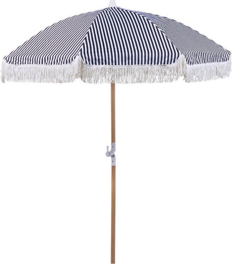 Bilde av Parasoll Svart Hvit Polyester Bøk ø 150 cm Rund form Frynser Retro UV-bestandig Vippemekanisme Hage Uteplass