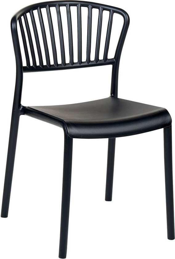 Sett med 4 Spisestoler Spisebordstoler Plast Svart Innendørs Utendørs Stabelbar Minimalistisk