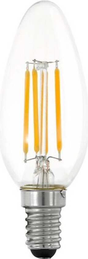 Eglo - LED-filamentlyspære - form: C35 - E14 - 4.5 W (ekvivalent 40 W) - klasse F - varmt hvitt lys - 2700 K - gjennomsiktig