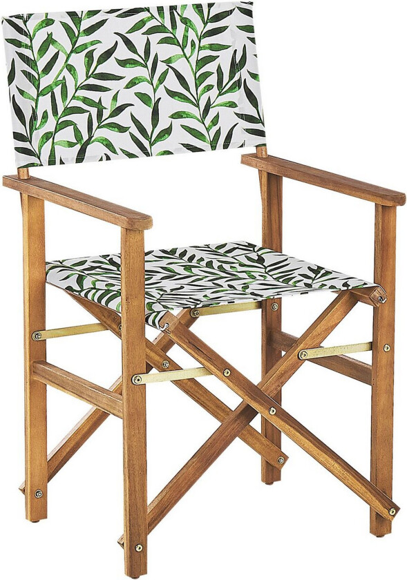 Sett med 2 Hagestoler Lyst Akasietre blad mønster Stoff Sete Tilbakelent Sammenleggbar Grå