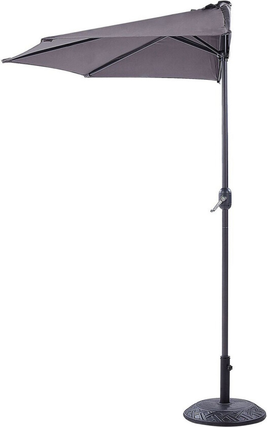 Halvrund parasoll Grå Polyester Stål 270 cm Hage Terrasse Balkong Solskjerming Moderne