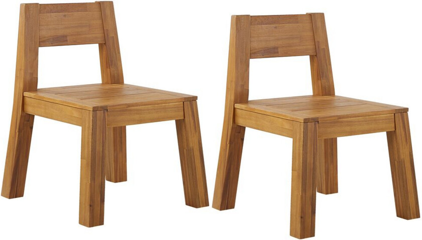 Sett med 2 Hagestoler i solid akasietre innendørs utendørs rustikk design