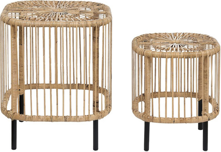 Sett med 2 salongbord i rotting naturlig CESENATICO