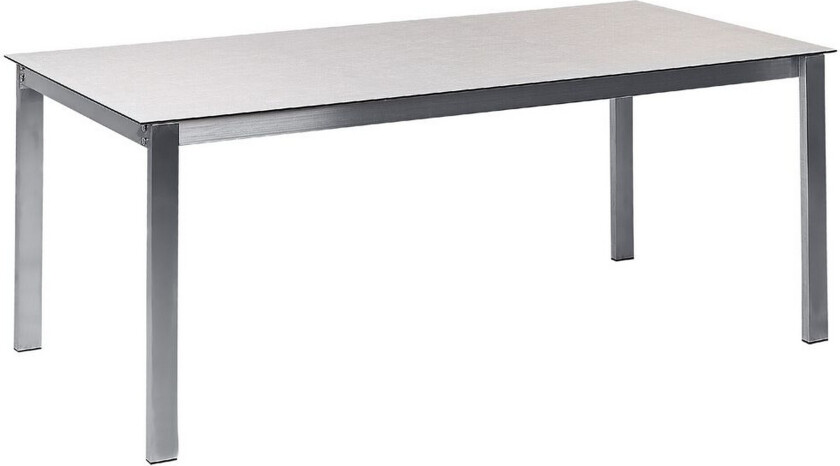 Bilde av Hagebord Hvit bordplate i herdet glass med ramme i rustfritt stål Rektangulært 180 x 90 cm 6-seters bord