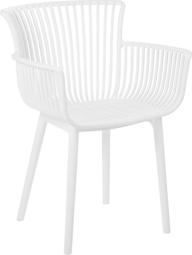 Sett med 4 Spisestuestoler Hvit Plast Innendørs Utendørs Hage med armlener Minimalistisk stil