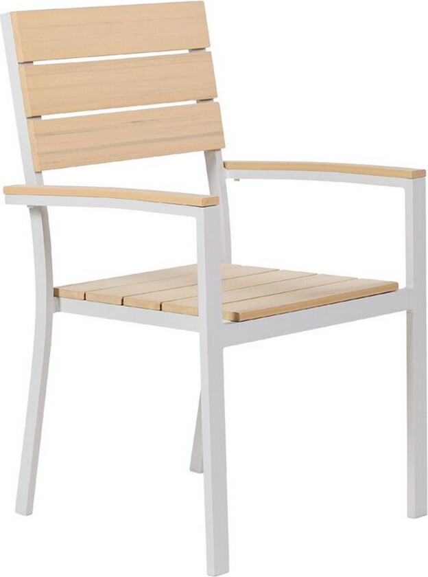 Sett med 6 Hagestoler i lyst tre og hvitt plasttre Aluminium Rustbestandig Moderne design