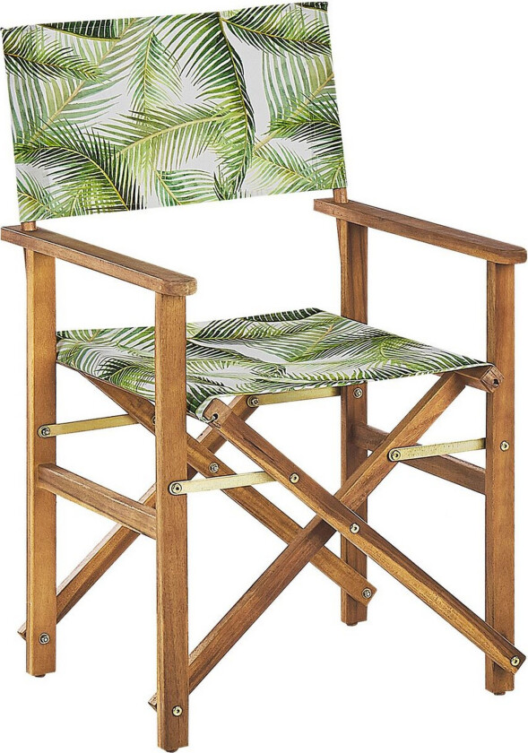 Sett med 2 Hagestoler Lys Akasietre Palmeblader Stoff Sete Tilbakelent Sammenleggbar