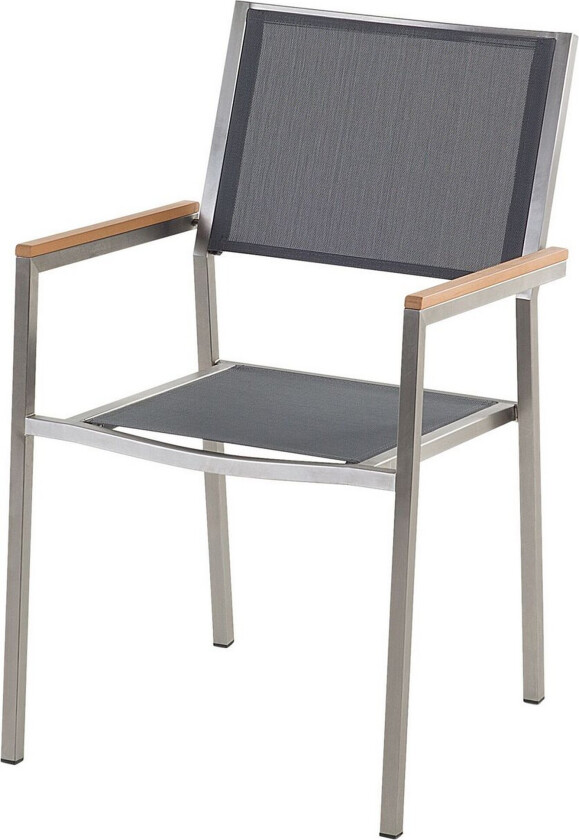 Sett med 4 Hagestoler Grå Sølv Stoff Rustfritt stål Hagemøbler