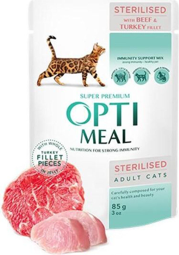 Bilde av Cat Sterilised Adult Beef & Turkey Fillet Våtfôr til katt 12 x 85g