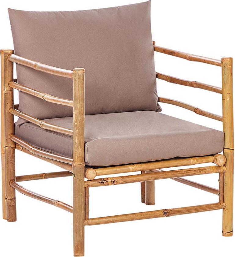 Lenestol Lys Bambustre Taupe Ryggstøtte Sitteputer Slipper Design Innendørs og utendørs Moderne Rustikk Design