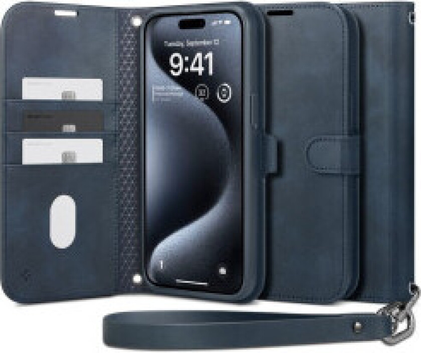 Wallet S Pro deksel til iPhone 15 Pro - mørkeblå