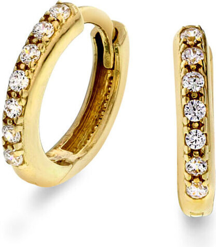 , Øreringer i 585 gult gull med zirkonia