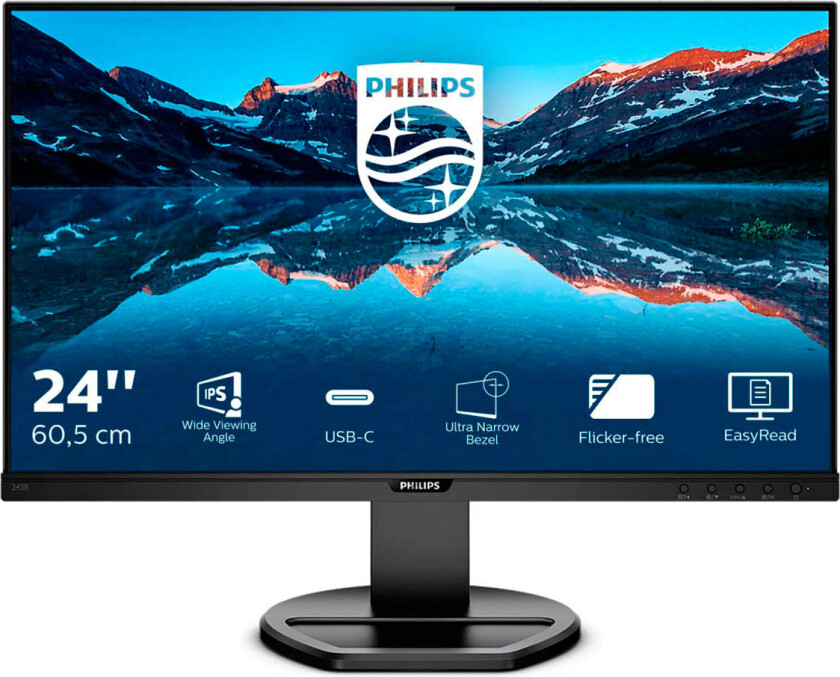 24" Philips B Line 243B9 75Hz USB 65W Hub Speakers - 4 ms - Skjerm