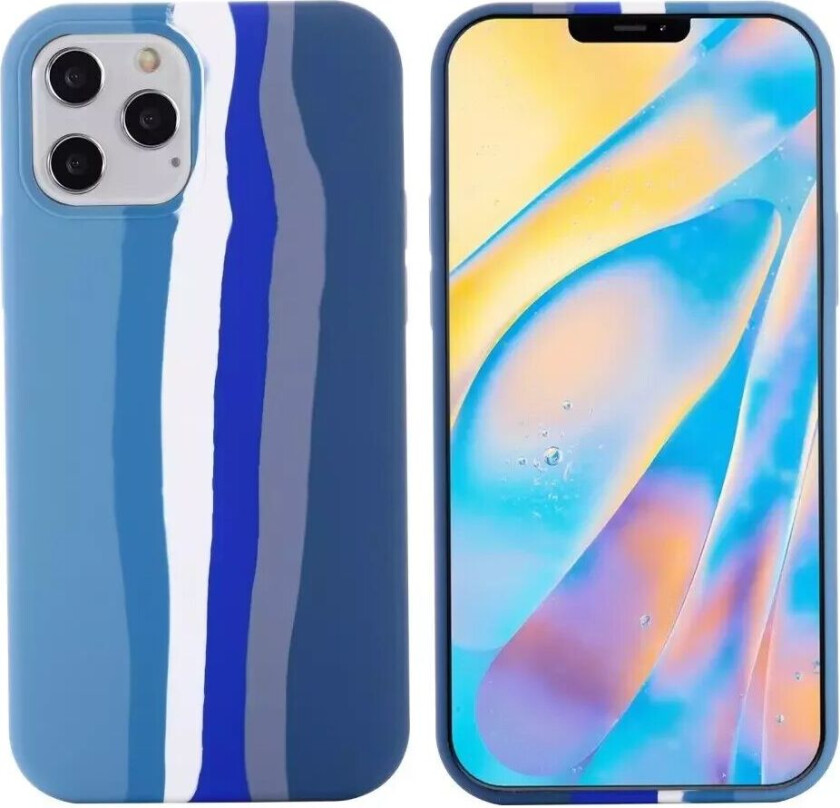 iPhone 13 Pro Fleksibelt Silikon Bakdeksel - Regnbue - Blå