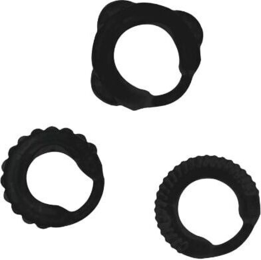 Addicted Toys Penis Ring Set Black Pakke med penisringer