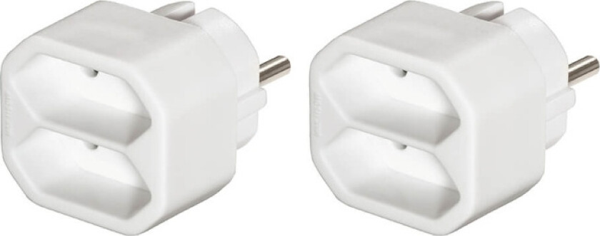 2-way Socket Adapter Double Pack White
