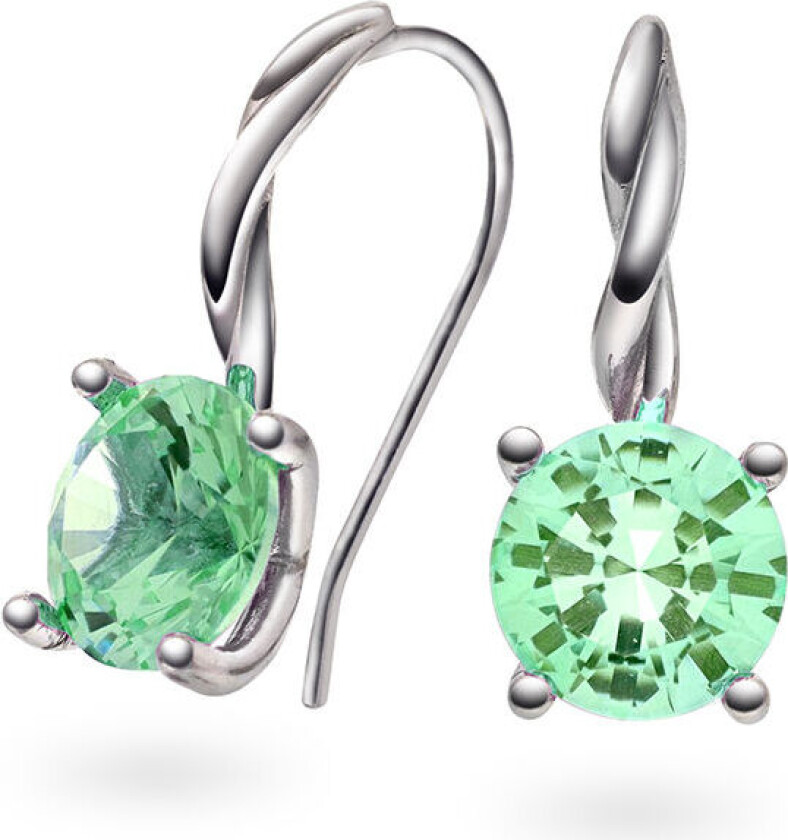 Drops, Øredobber i 585 hvitt gull med syntetisk Krysolitt