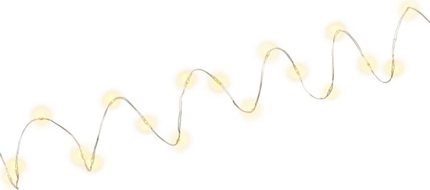 Sølvtråd lyskjede med 20 LEDs inkl. timer