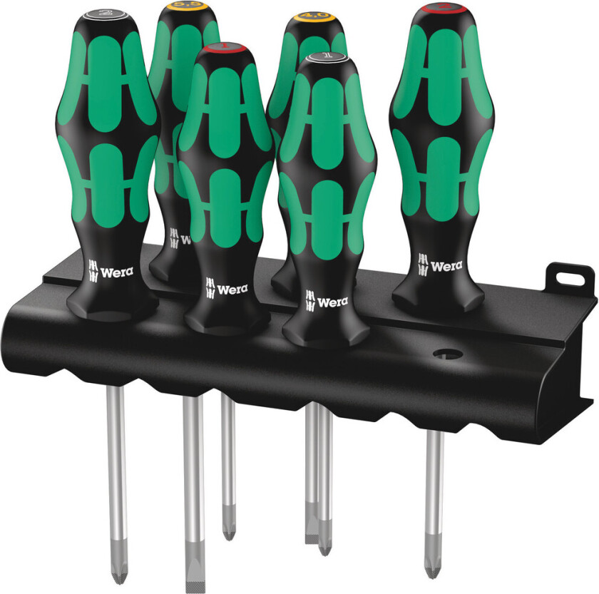 WERA 335/350/355/6 skrutrekkersett Kraftform Plus, 6 deler